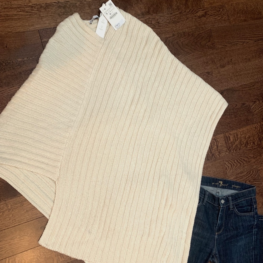 ZARA Cream Knit Poncho NWTS
